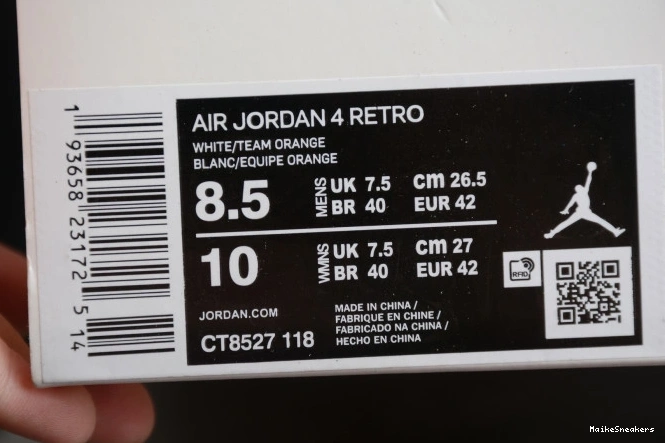 MaikeSneakers Jordan OrangeCT8527-118 4 Air Team 0801